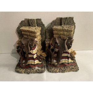 Vintage FIGI Graphics Western Resin Bookends